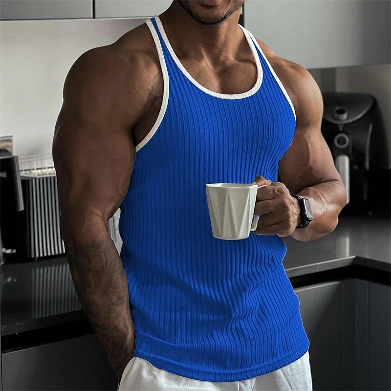 Knitted Vertical Stripes Fitness Sports Slim-fitting Vest